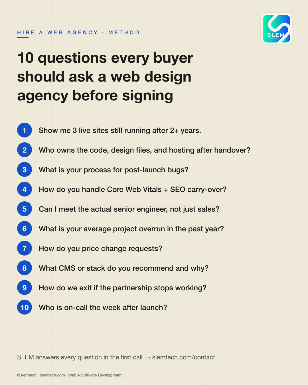 10 questions to ask any web design agency — SLEM Technologies