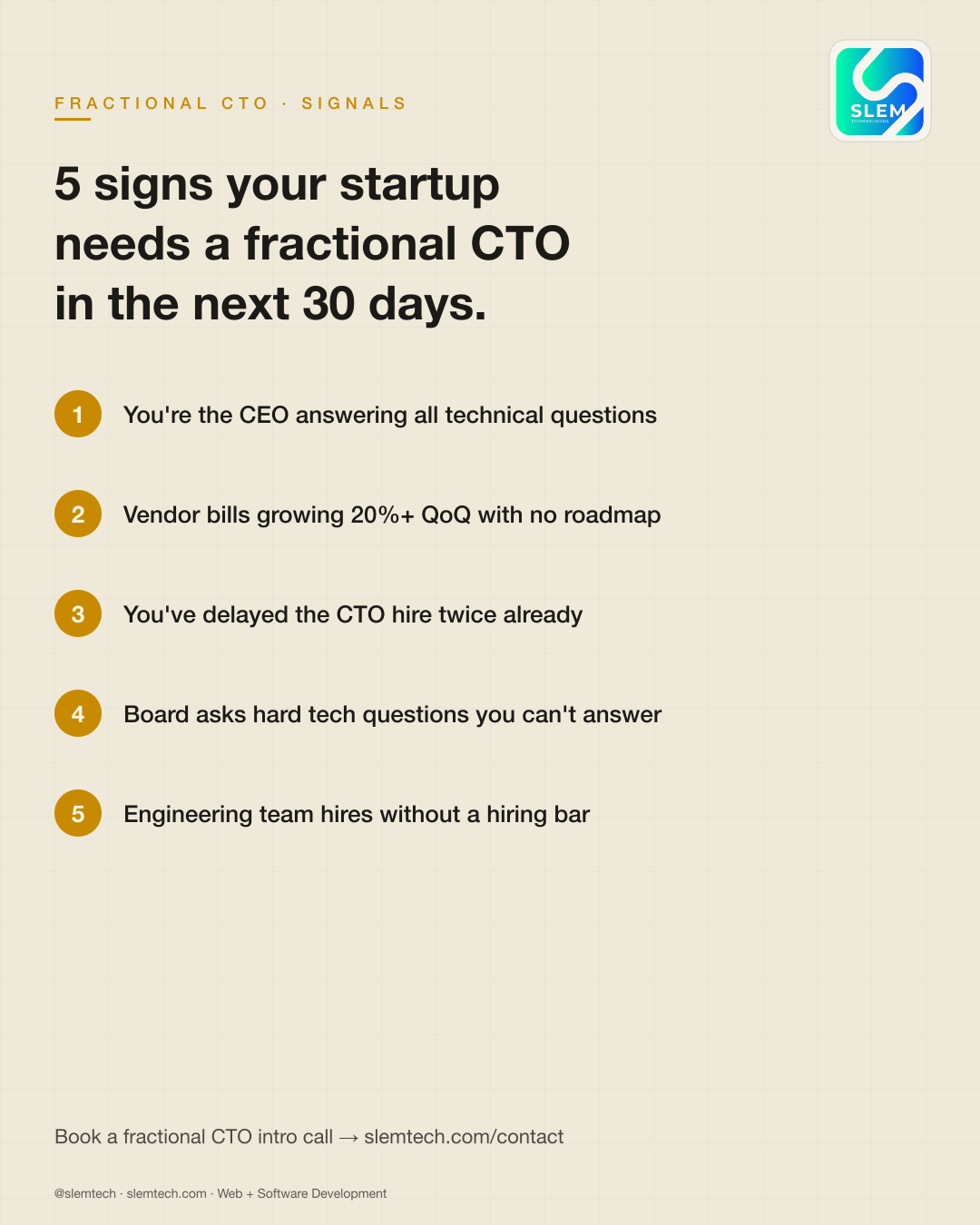 5 signs your startup needs a fractional CTO now — SLEM Technologies