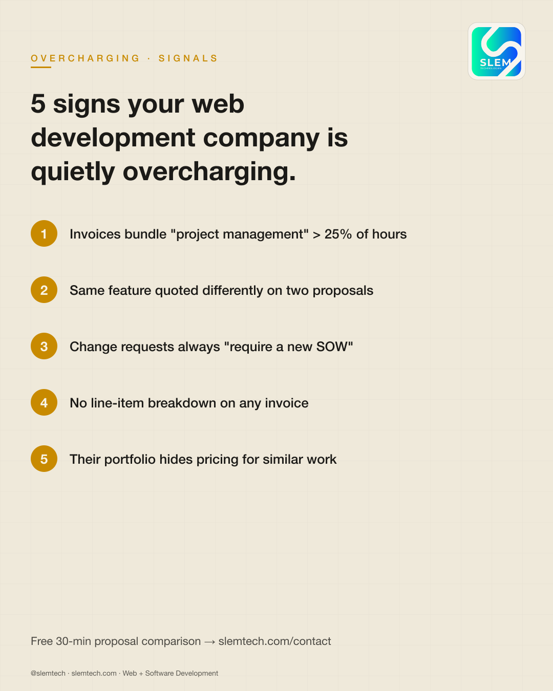 5 signs your web dev company is overcharging — SLEM Technologies