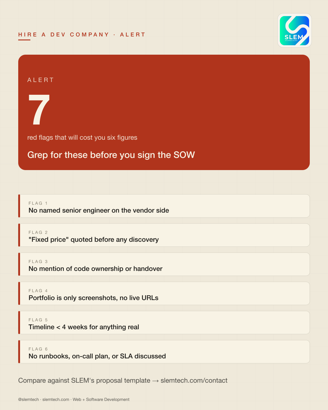 7 red flags when hiring a software development company — SLEM Technologies