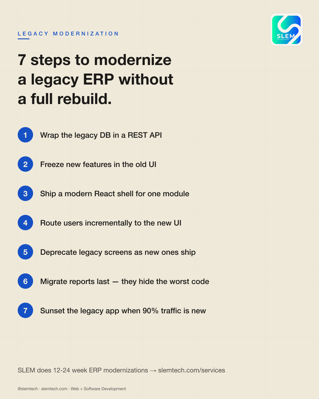 7 steps to modernize a legacy ERP — SLEM Technologies