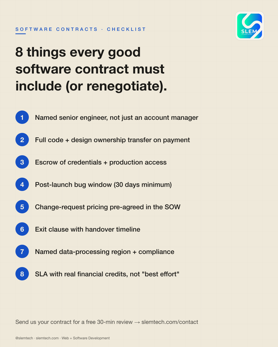 8 things every software contract must include — SLEM Technologies
