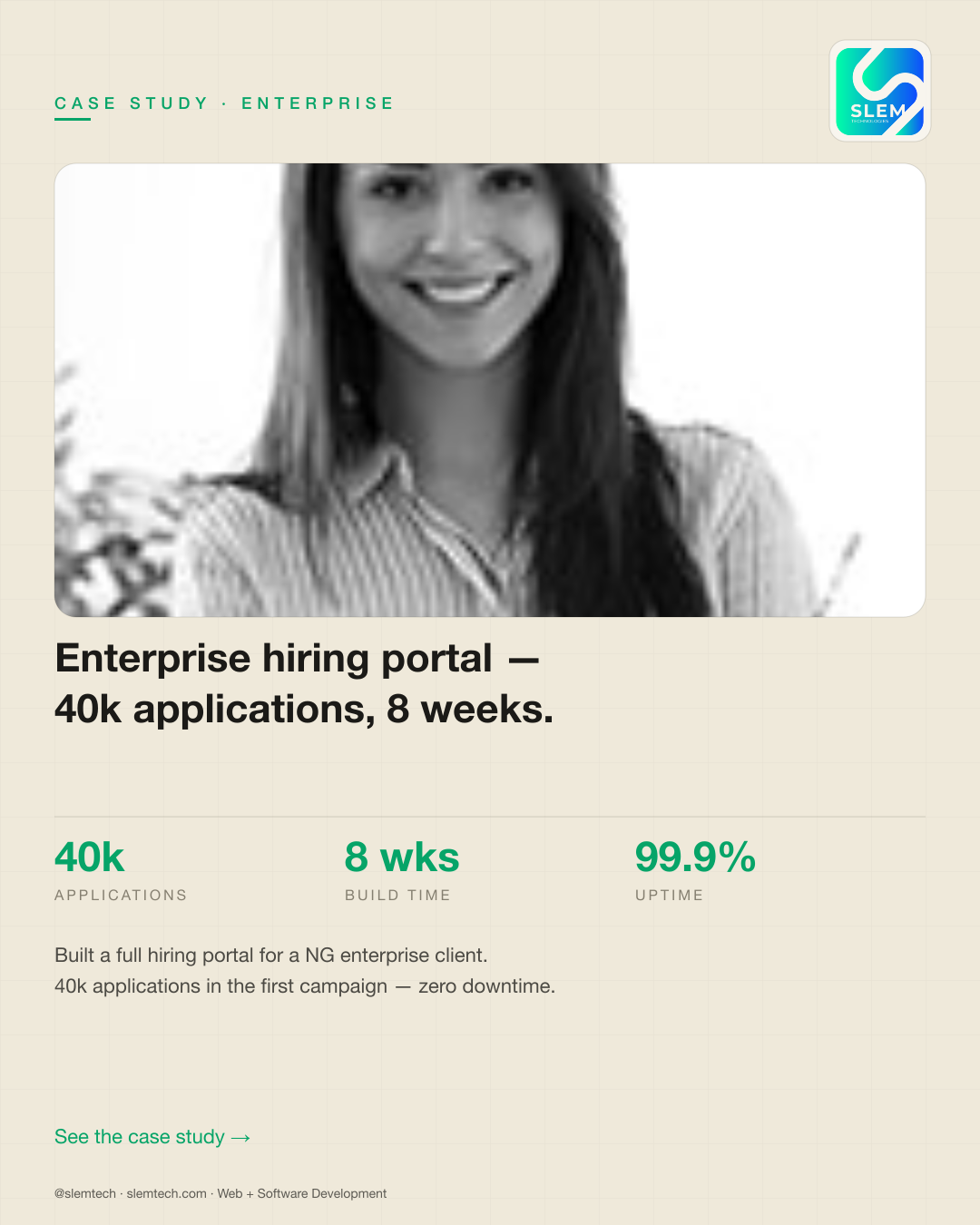 Case study — enterprise hiring portal — SLEM Technologies