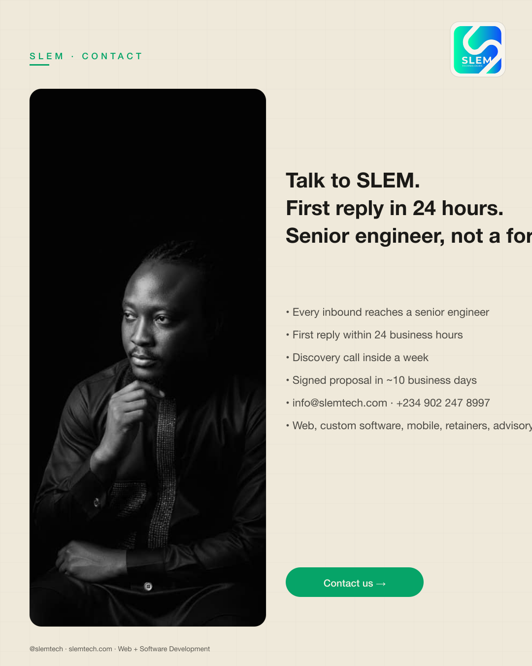 Contact SLEM — first reply in 24 hours — SLEM Technologies