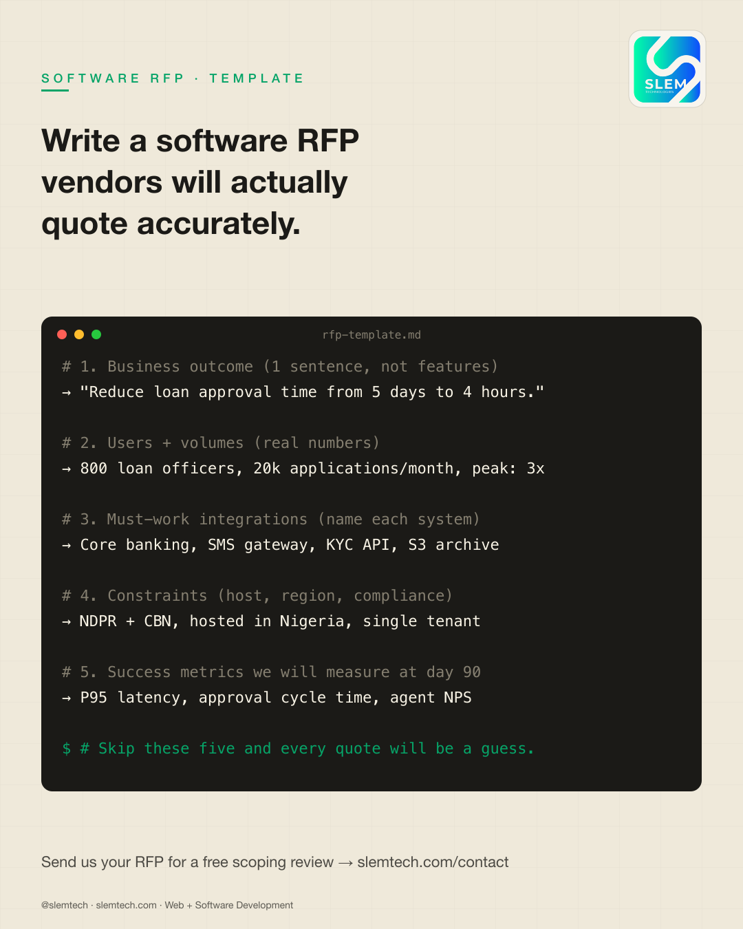 How to write a great software development RFP — SLEM Technologies