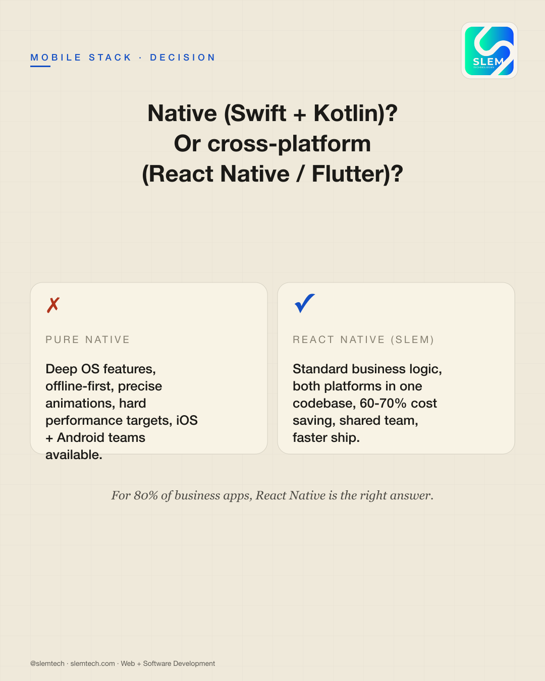 Native vs cross-platform mobile app — SLEM Technologies