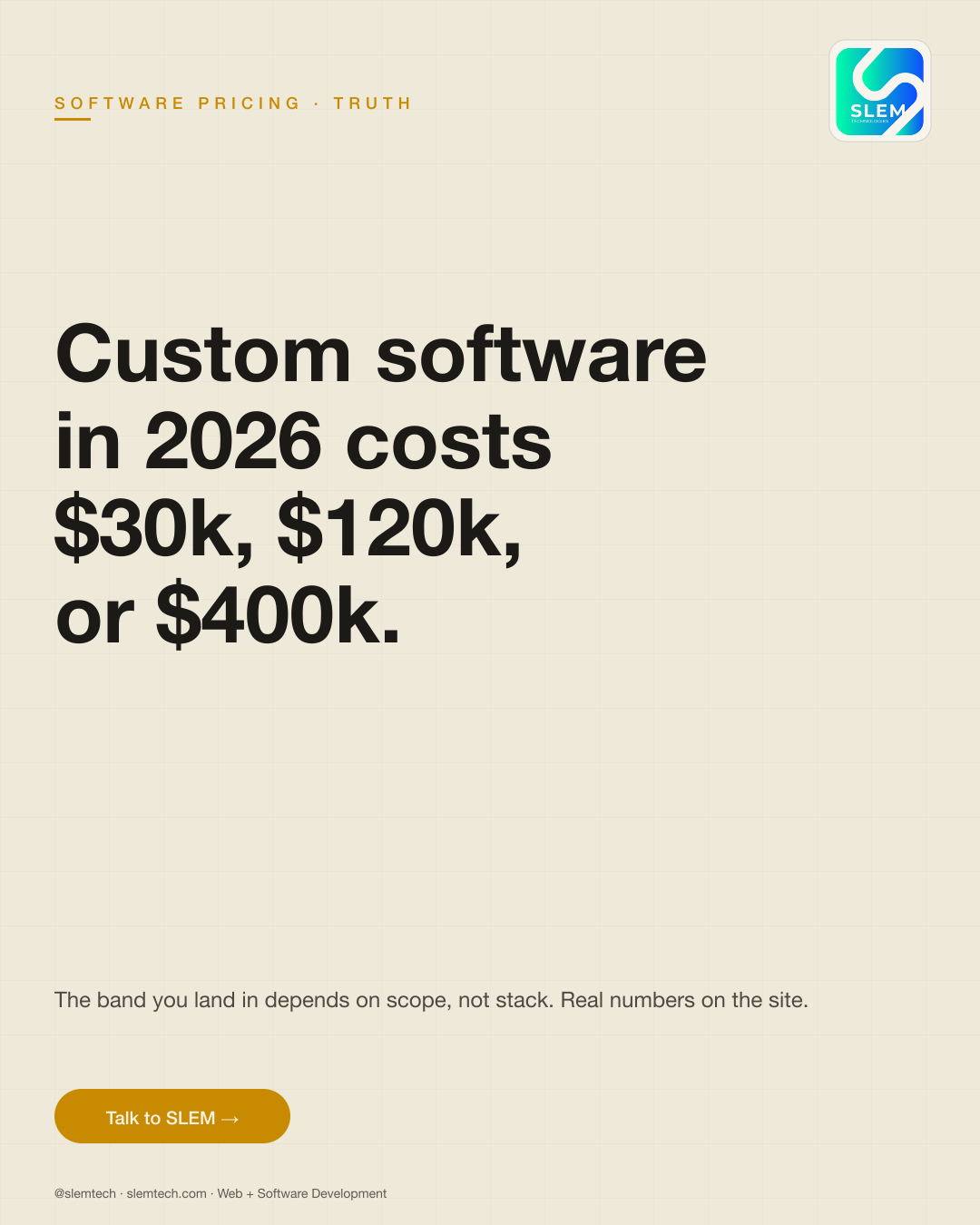 What custom software actually costs in 2026 — SLEM Technologies