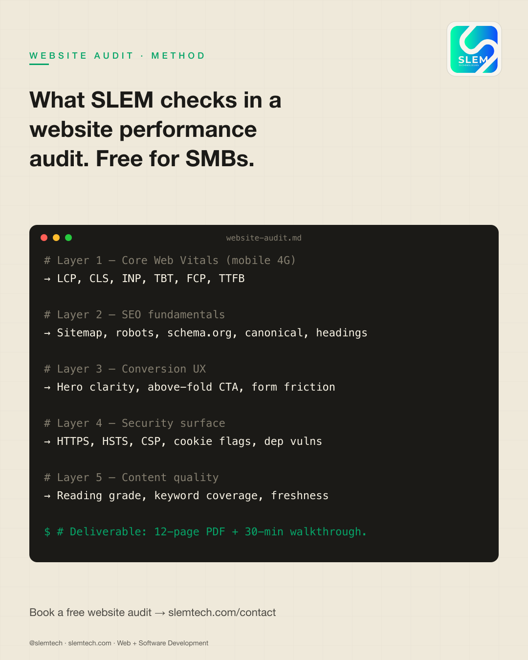 What we check in a website performance audit — SLEM Technologies